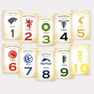 Game of Thrones table numbers