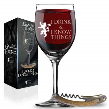 I Drink and I Know Things Wine Glass